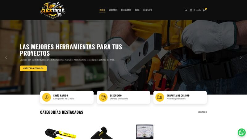 Sitio web de clicktools.cl desarrollado por Emagenic